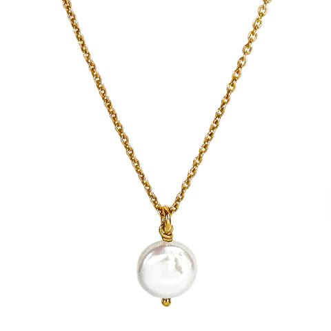 Gloria Mini Coin Pearl Pendant