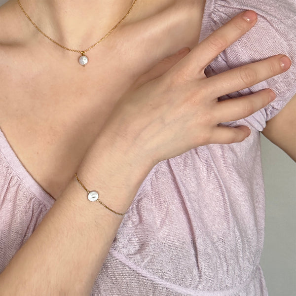 Gloria Mini Coin Pearl Bracelet