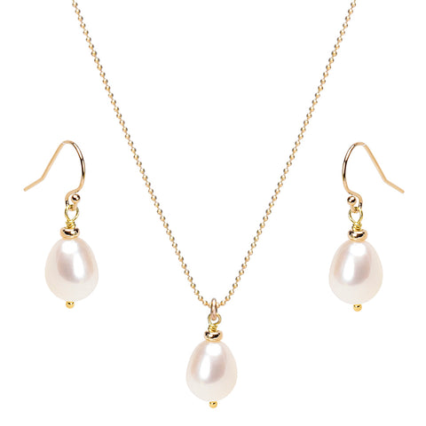Pearl Droplet Pendant and Earring Set