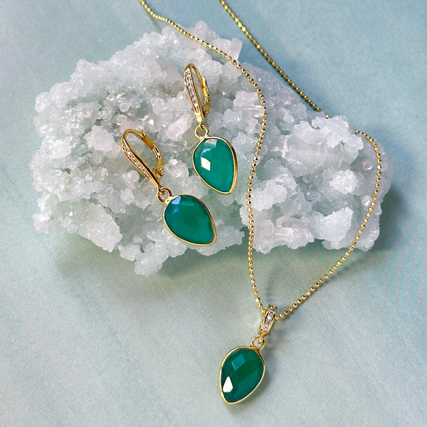 Emerald Agate Romance Earrings