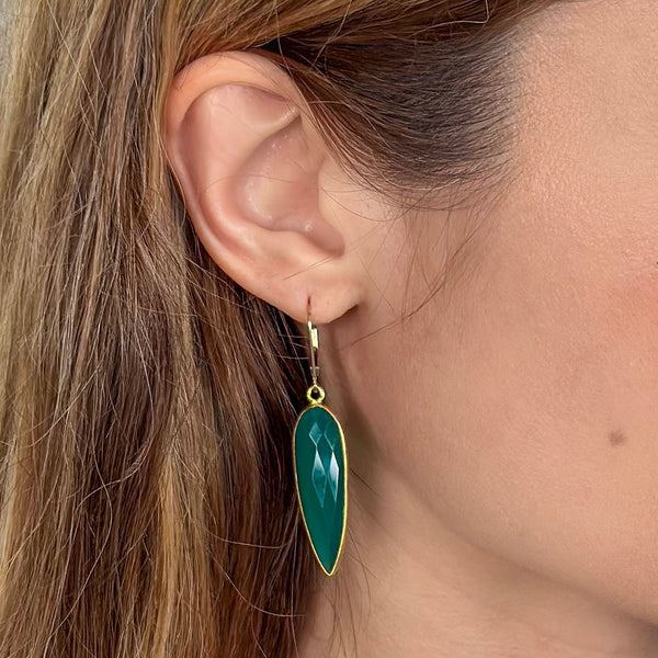 Emerald Agate Spear Earrings