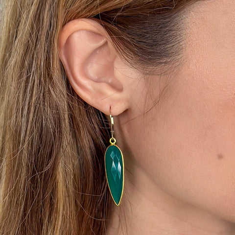 Emerald Agate Spear Earrings