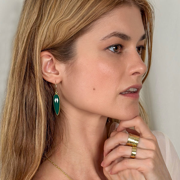 Emerald Agate Spear Earrings