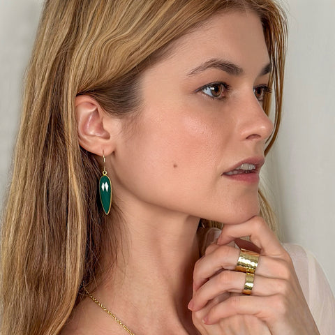 Emerald Agate Spear Earrings
