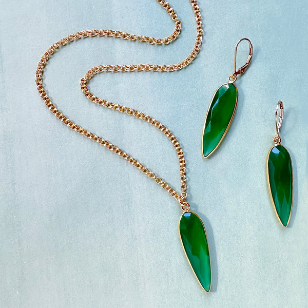 Emerald Agate Spear Pendant
