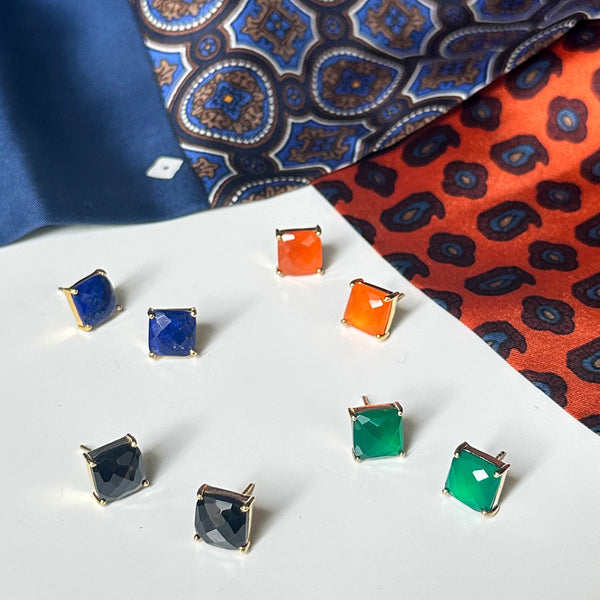 Lapis Cushion Cut Studs