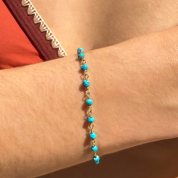 Gold Turquoise Rosary Chain Bracelet