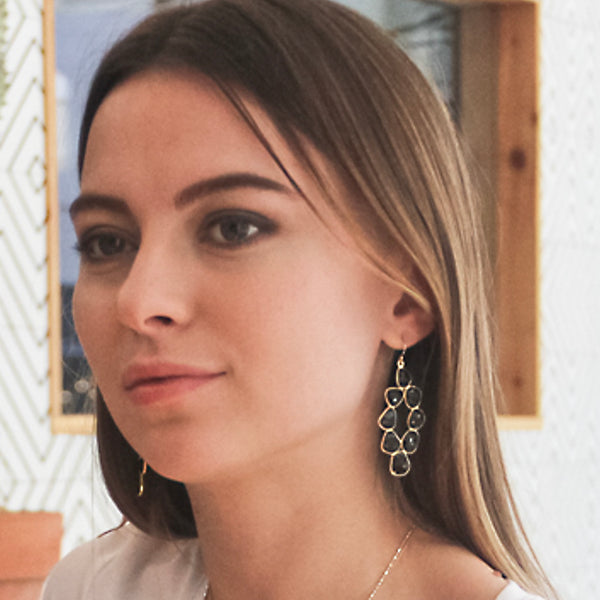 Black Onyx Pebbled Diamond Earrings