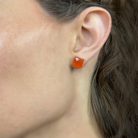 Carnelian Cushion Cut Studs