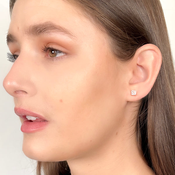 Princess Cut Stud Earrings