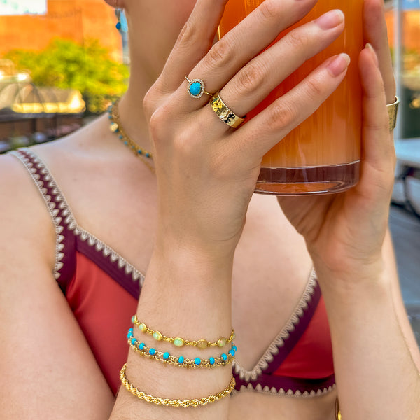 Gold Turquoise Rosary Chain Bracelet