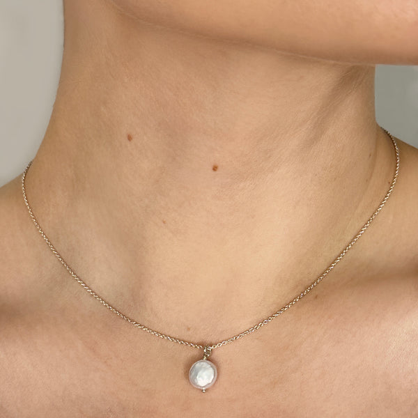 Gloria Mini Coin Pearl Pendant
