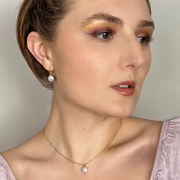 Gloria Mini Coin Pearl Earrings