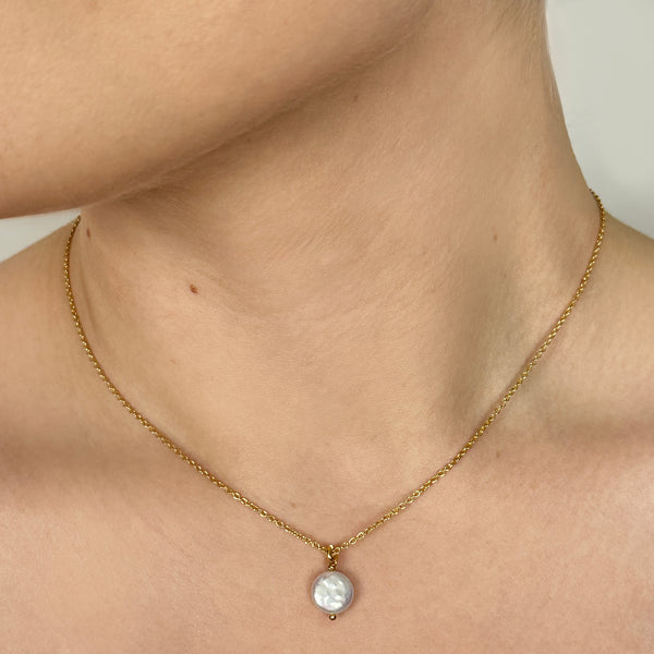 Gloria Mini Coin Pearl Pendant