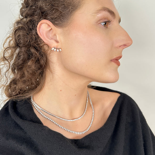 Pearl Eyelash Bar Earrings