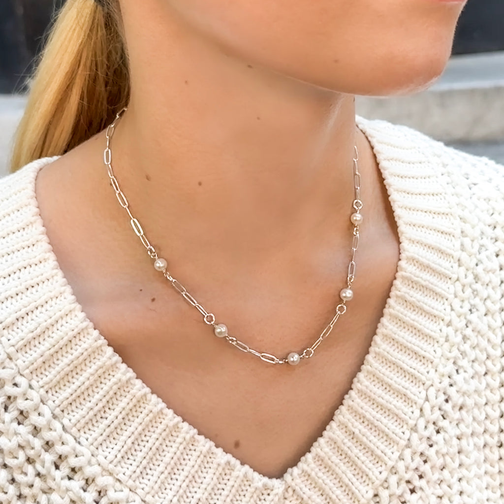 Classic Pearl Station Necklace