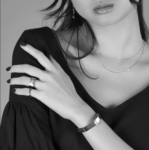 Silver Wide Square Band