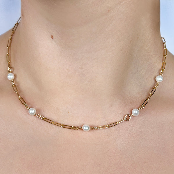 Classic Pearl Station Necklace