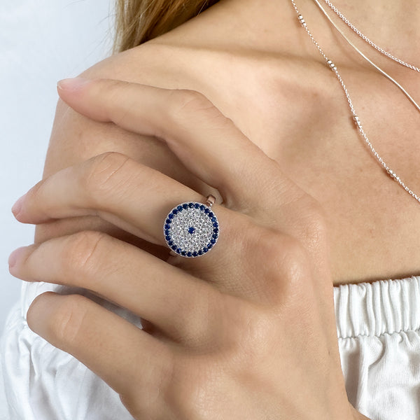 Evil Eye Disc Ring