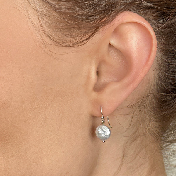 Gloria Mini Coin Pearl Earrings