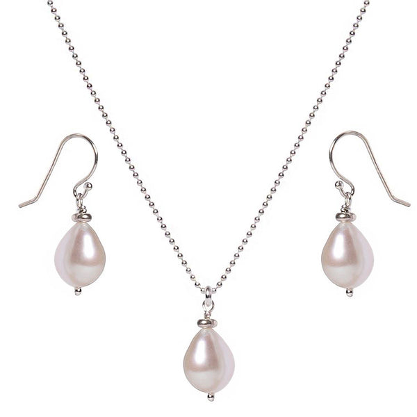 Pearl Droplet Pendant and Earring Set