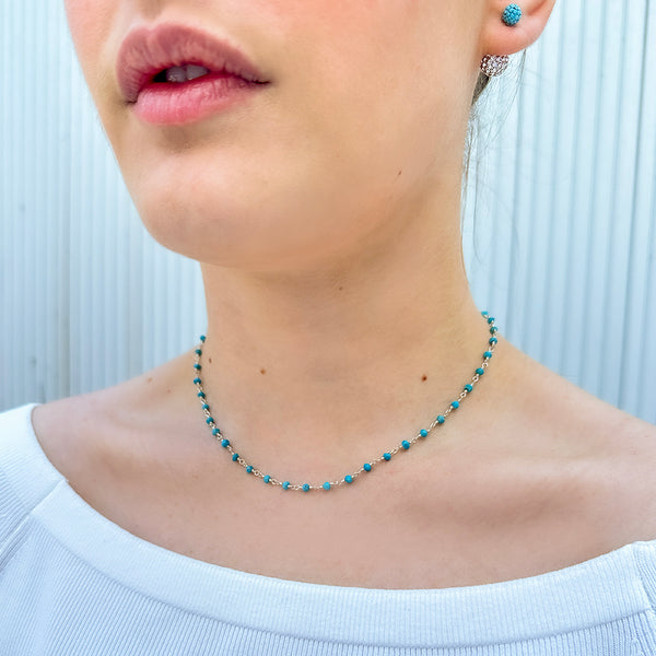 Turquoise Rosary Chain Necklace