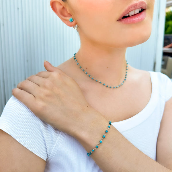 Turquoise Rosary Chain Necklace