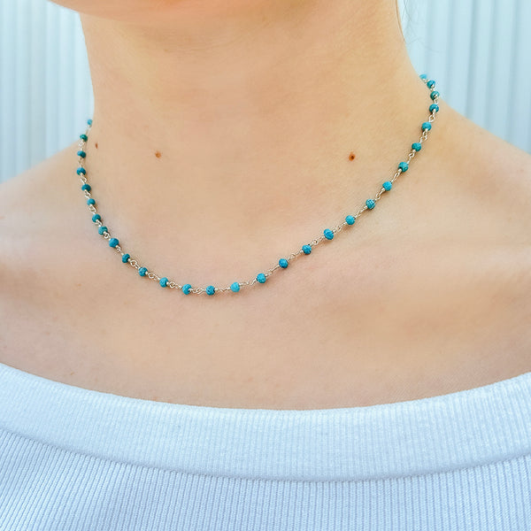 Turquoise Rosary Chain Necklace