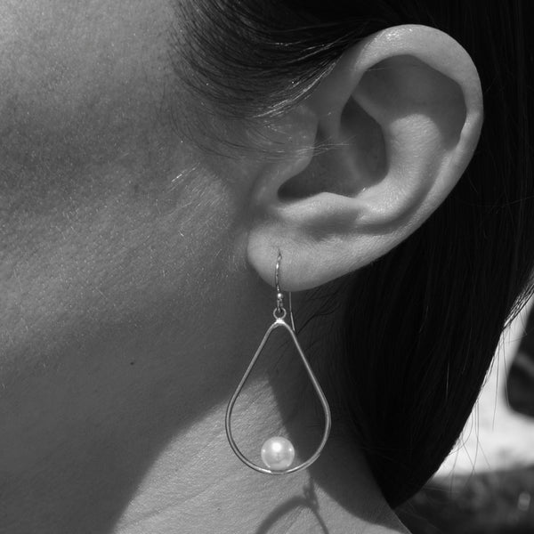 Floating Pearl Teardrop Earrings