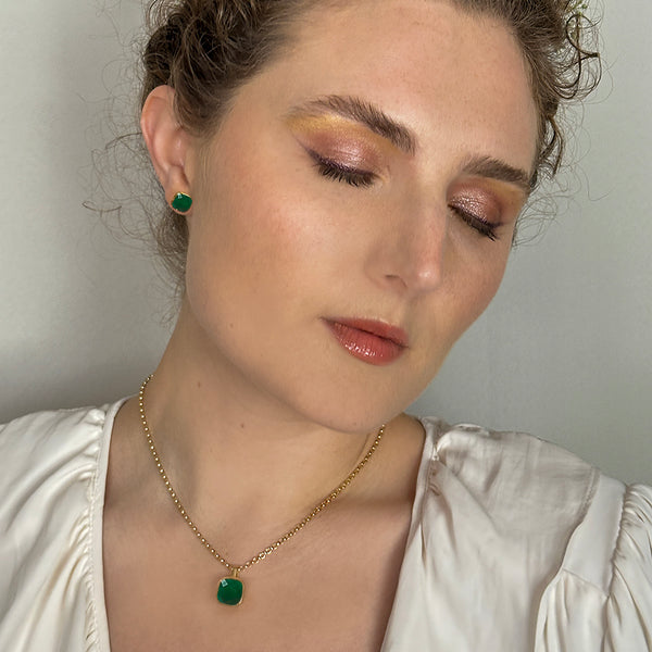 Emerald Agate Influence Studs