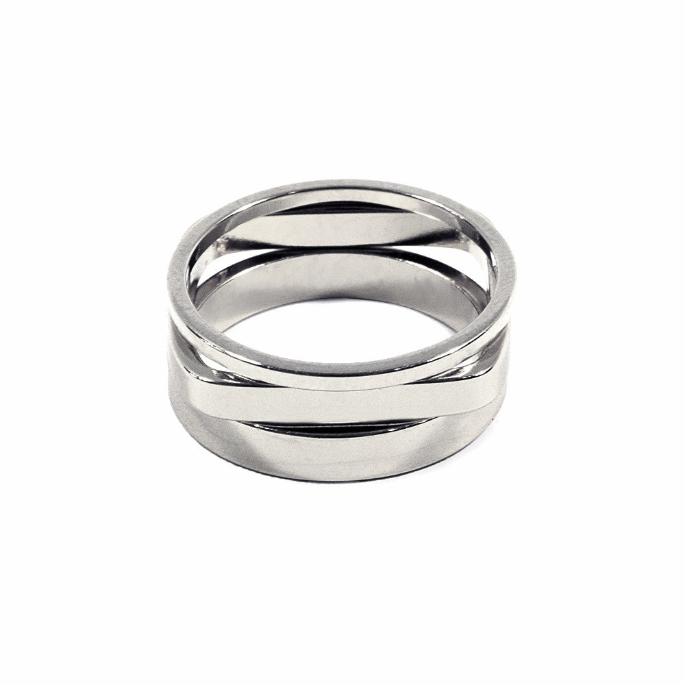 Set of 3 Silver Geometric Bands