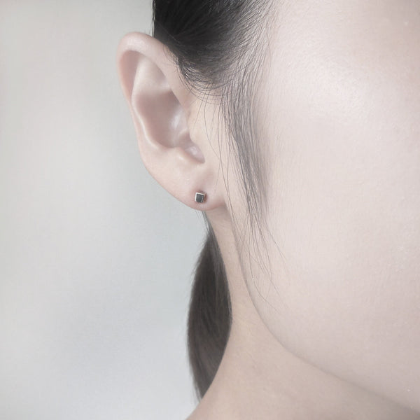 Silver Mini Cube Studs