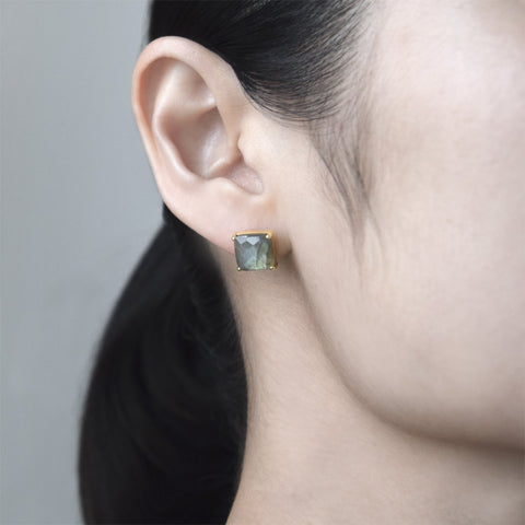 Labradorite Cushion Cut Studs