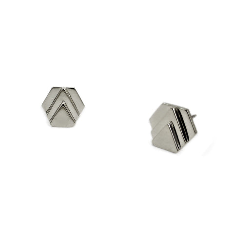 Silver Chevron Studs
