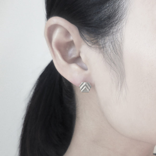 Silver Chevron Studs