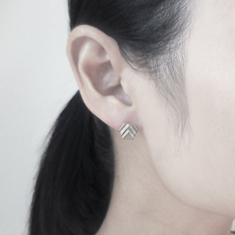 Silver Chevron Studs