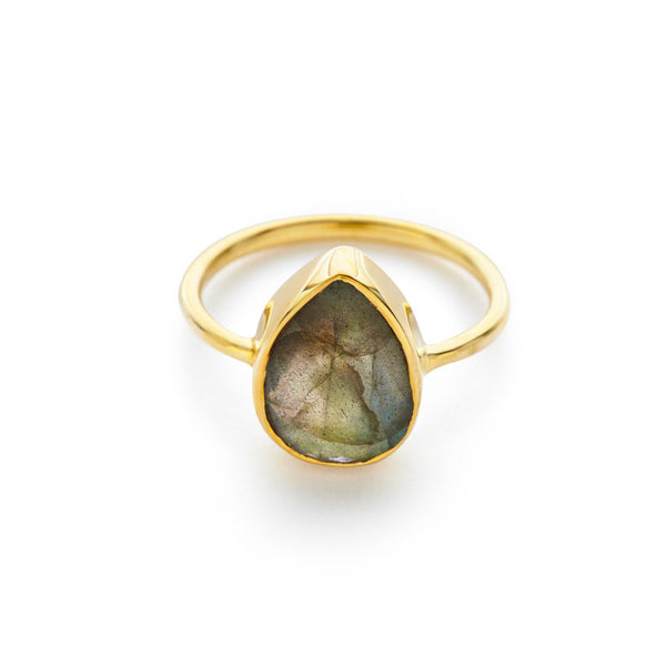 Labradorite Pear Ring