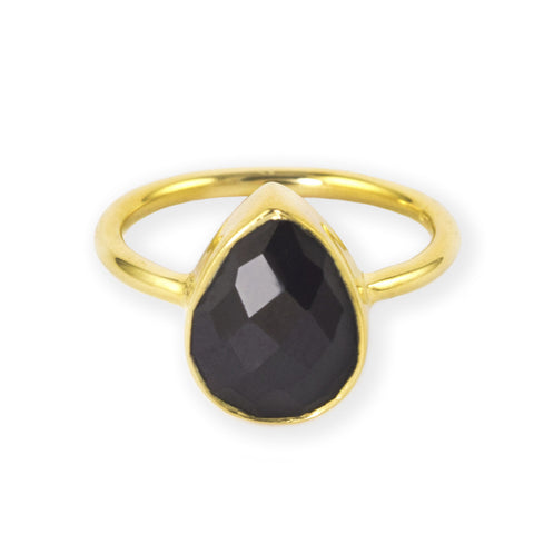Black Garnet Pear Ring