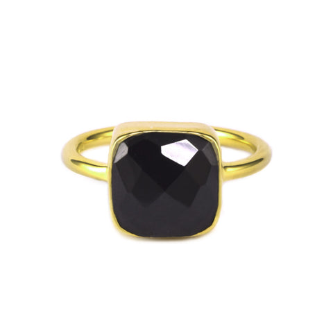 Black Garnet Cushion Ring
