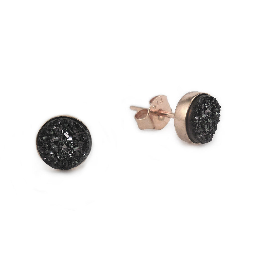 Rose Gold and Black Sparkle Studs