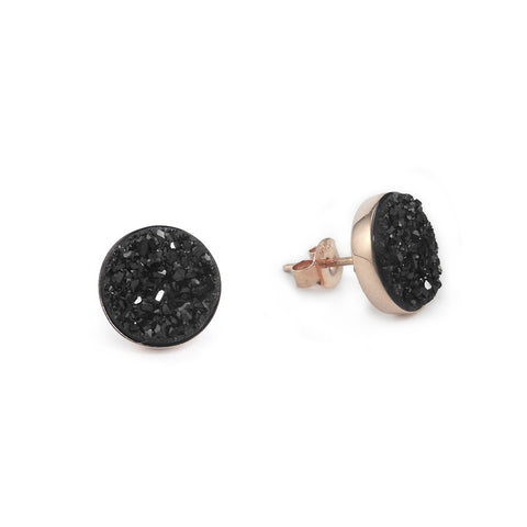 Rose Gold and Black Sparkle Studs