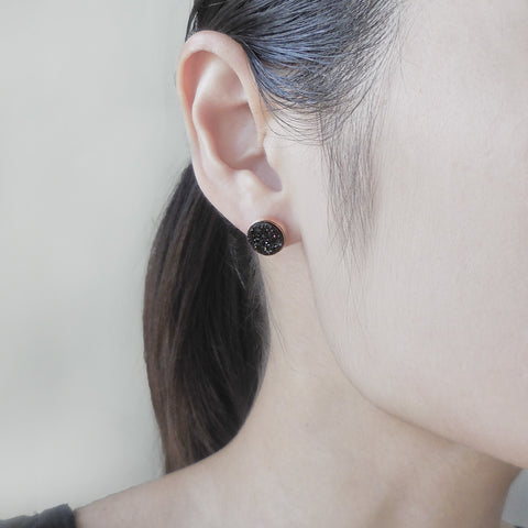 Rose Gold and Black Sparkle Studs