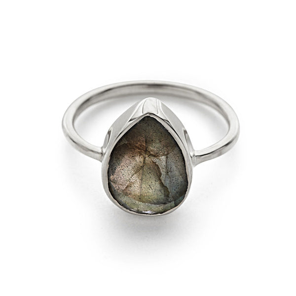 Silver with Labradorite Pear Ring