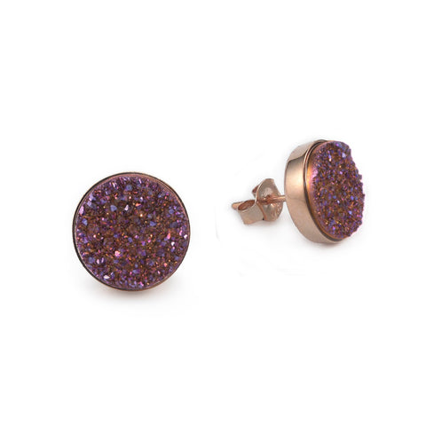 Rose Gold Plum Sparkle Studs