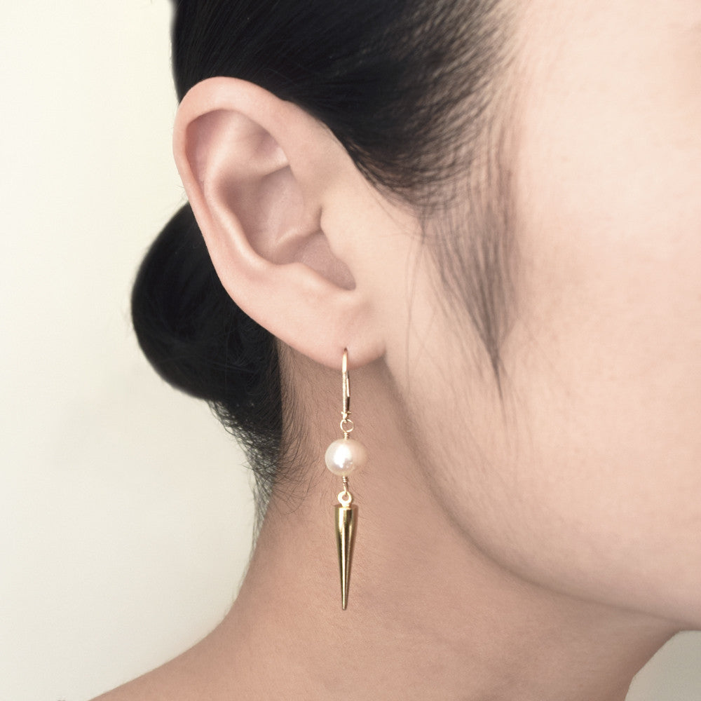 Pearl discount spike earrings