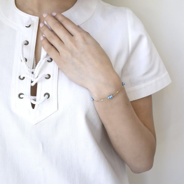 Silver Turquoise Dash Bracelet