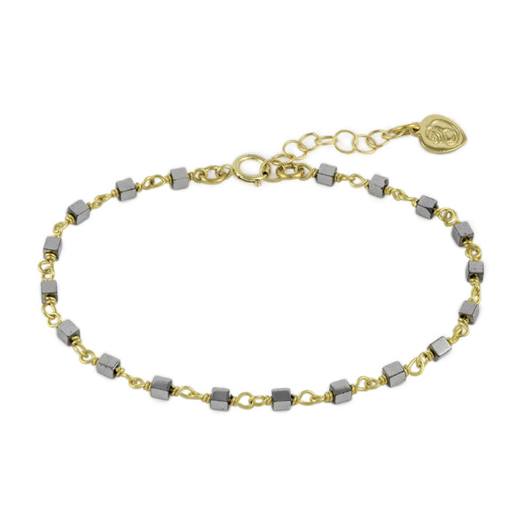 Gold with Hematite Cube Bracelet