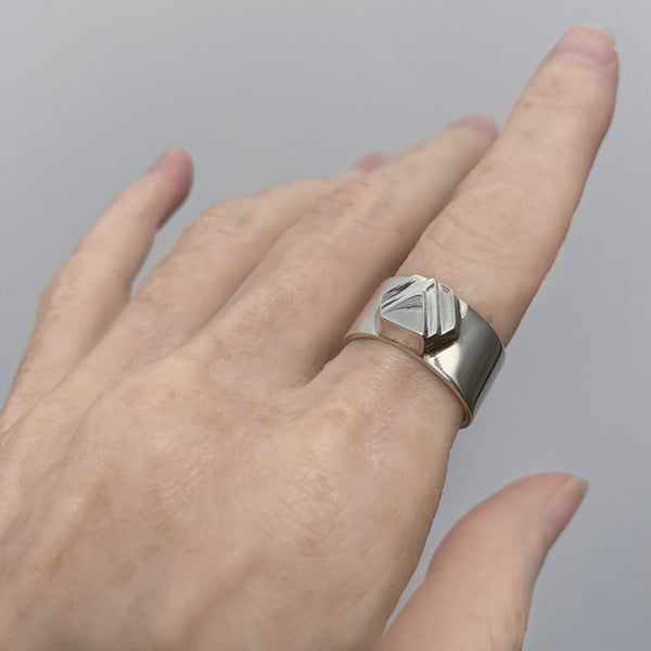 Silver Chevron Ring