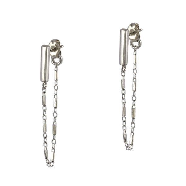 Silver Bar and Chain Studs