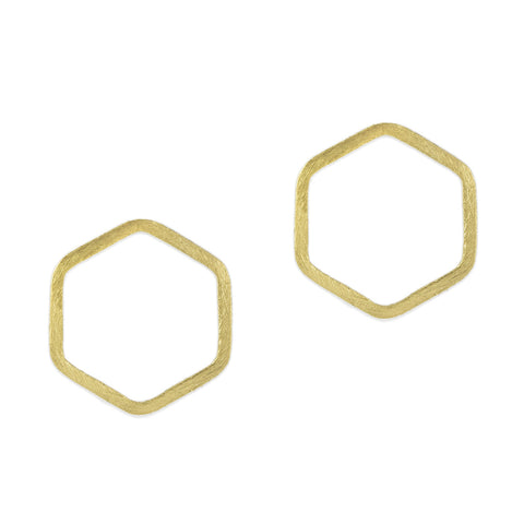 Gold Hexagon Line Earrings